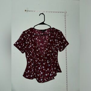 Forever 21 burgundy floral blouse